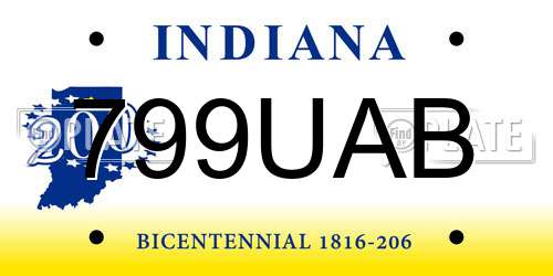 799UAB Indiana License Plate