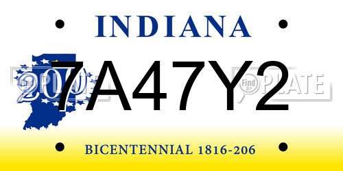 7A47Y2 Indiana License Plate