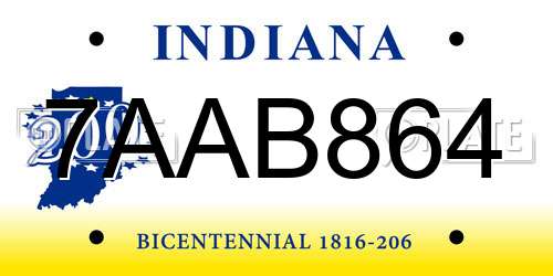 7AAB864 Indiana License Plate