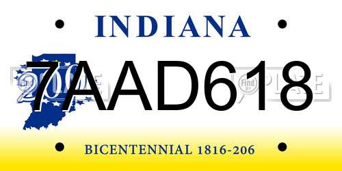 7AAD618 Indiana License Plate