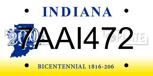 7AAI472 Indiana License Plate