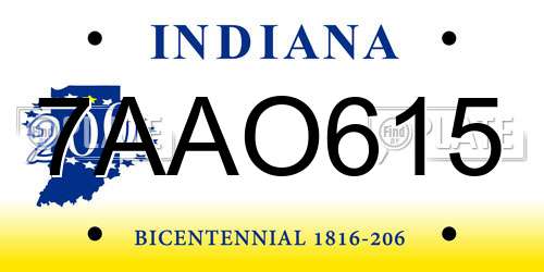 7AAO615 Indiana License Plate