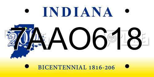 7AAO618 Indiana License Plate