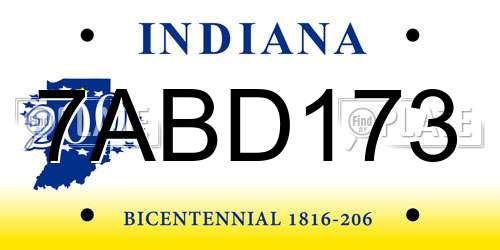 7ABD173 Indiana License Plate