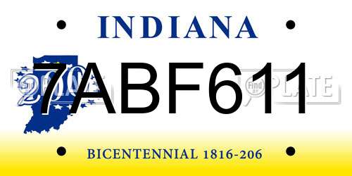 7ABF611 Indiana License Plate