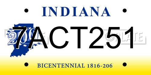 7ACT251 Indiana License Plate