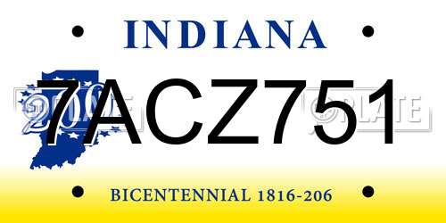 7ACZ751 Indiana License Plate