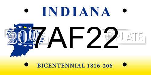 7AF22 Indiana License Plate