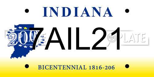 7AIL21 Indiana License Plate
