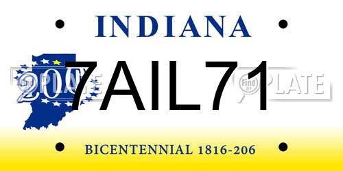 7AIL71 Indiana License Plate