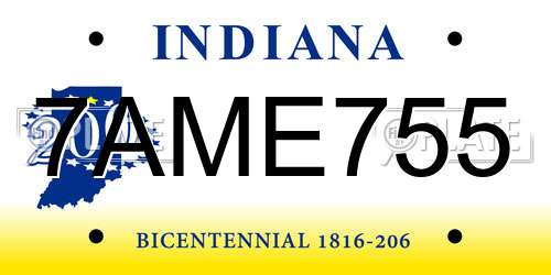 7AME755 Indiana License Plate