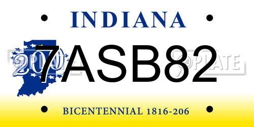 7ASB82 Indiana License Plate