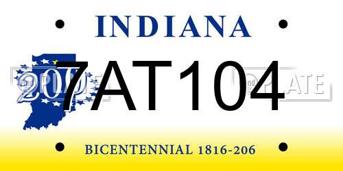 7AT104 Indiana License Plate