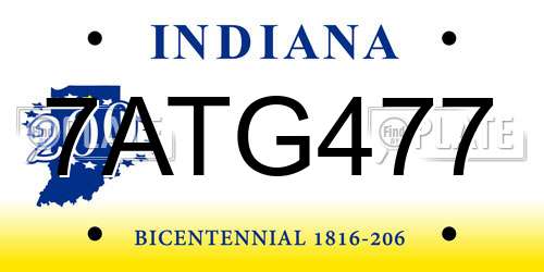 7ATG477 Indiana License Plate