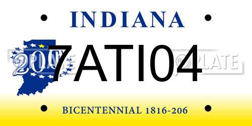 7ATI04 Indiana License Plate