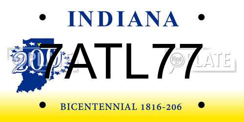7ATL77 Indiana License Plate