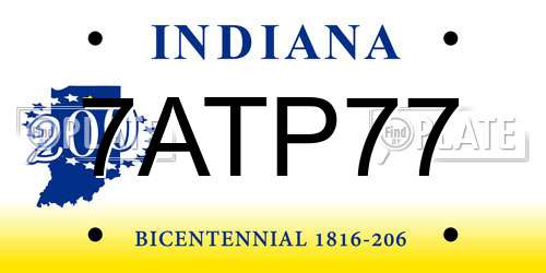 7ATP77 Indiana License Plate