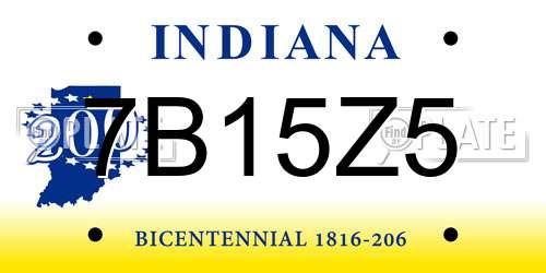 7B15Z5 Indiana License Plate