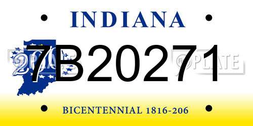 7B20271 Indiana License Plate