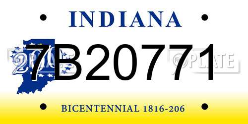 7B20771 Indiana License Plate