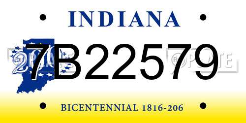 7B22579 Indiana License Plate