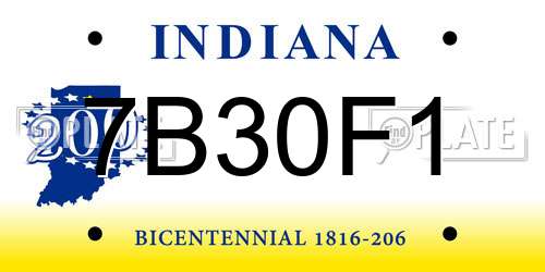 7B30F1 Indiana License Plate