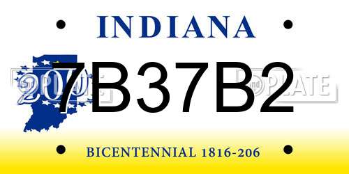 7B37B2 Indiana License Plate