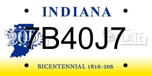 7B40J7 Indiana License Plate
