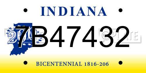 7B47432 Indiana License Plate