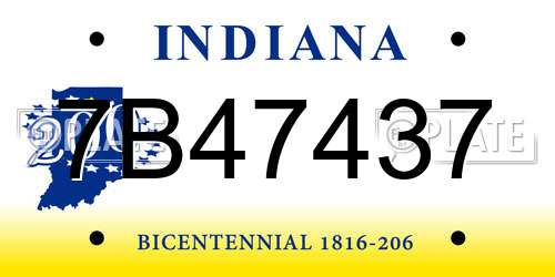 7B47437 Indiana License Plate