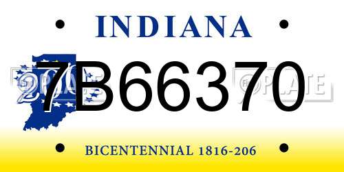 7B66370 Indiana License Plate