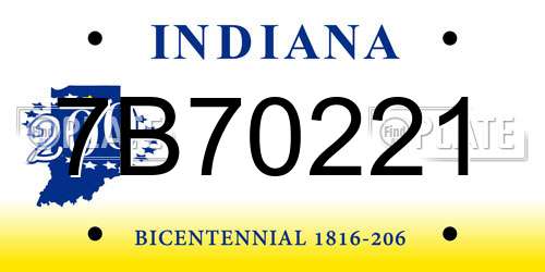 7B70221 Indiana License Plate