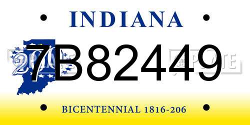 7B82449 Indiana License Plate