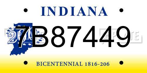 7B87449 Indiana License Plate