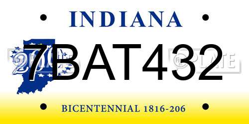 7BAT432 Indiana License Plate
