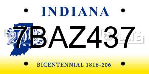 7BAZ437 Indiana License Plate