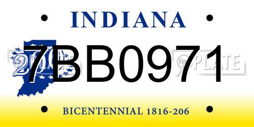 7BB0971 Indiana License Plate