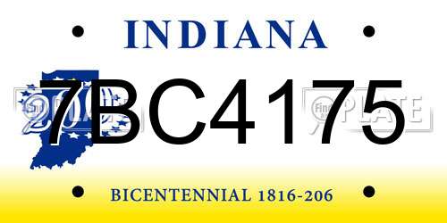 7BC4175 Indiana License Plate