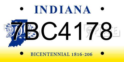 7BC4178 Indiana License Plate