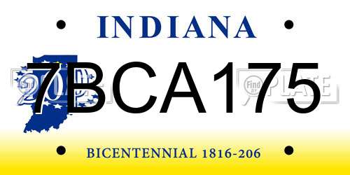 7BCA175 Indiana License Plate