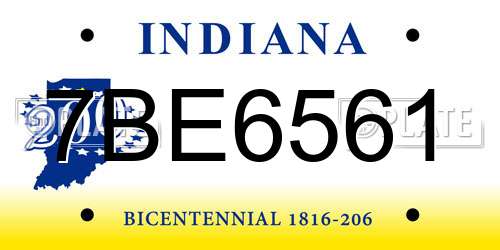 7BE6561 Indiana License Plate