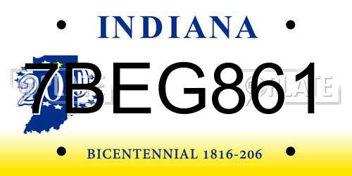 7BEG861 Indiana License Plate
