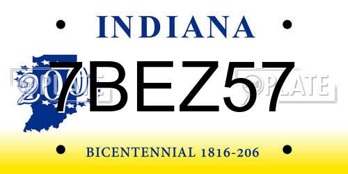 7BEZ57 Indiana License Plate