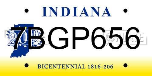 7BGP656 Indiana License Plate