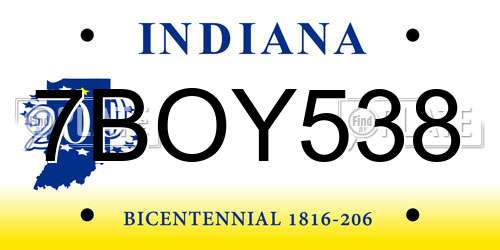 7BOY538 Indiana License Plate