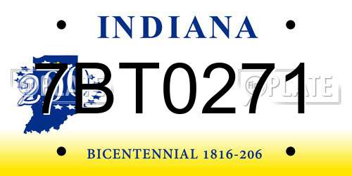 7BT0271 Indiana License Plate