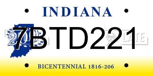 7BTD221 Indiana License Plate