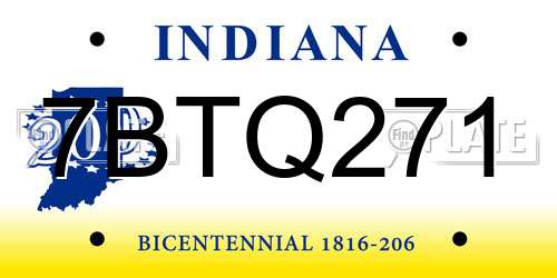 7BTQ271 Indiana License Plate