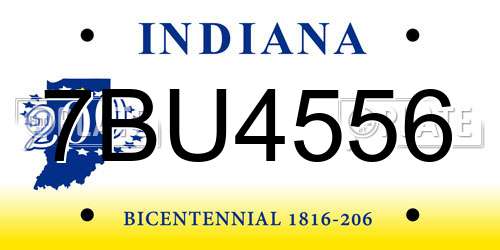 7BU4556 Indiana License Plate