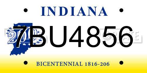 7BU4856 Indiana License Plate